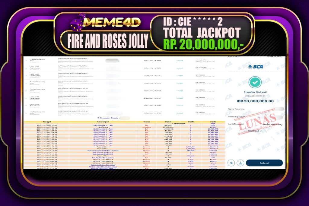 Bukti Jp MEME4D Slot Online 23 DESEMBER 2024
