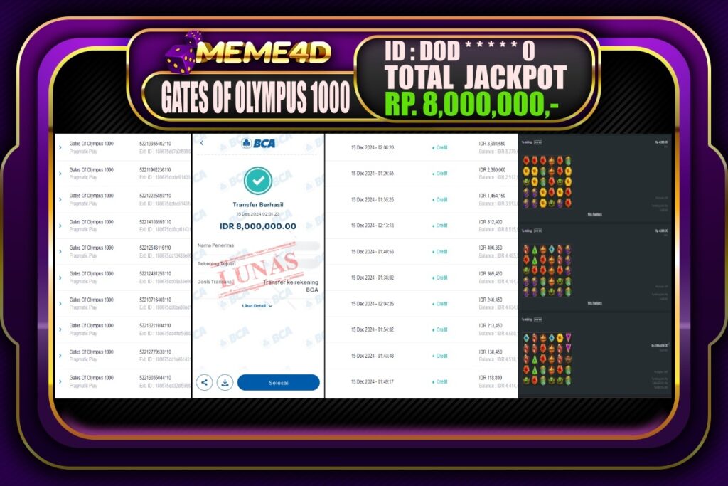 Bukti Jp MEME4D Slot Online 15 DESEMBER 2024