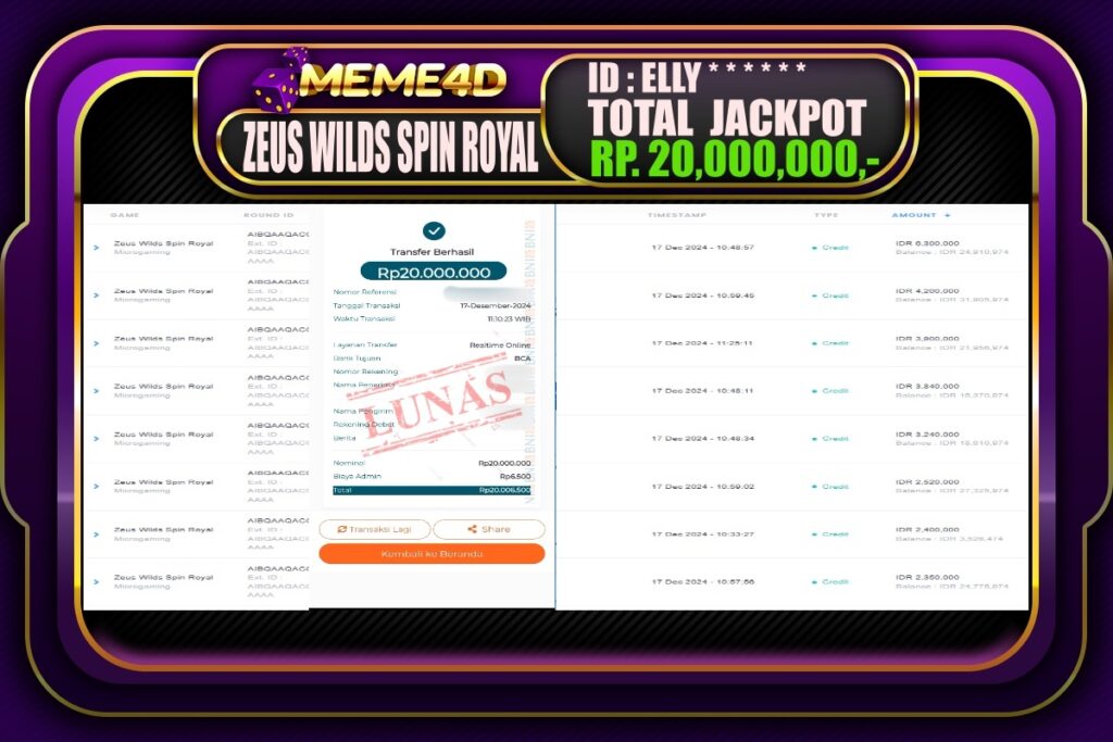 Bukti Jp MEME4D Slot Online 17 DESEMBER 2024