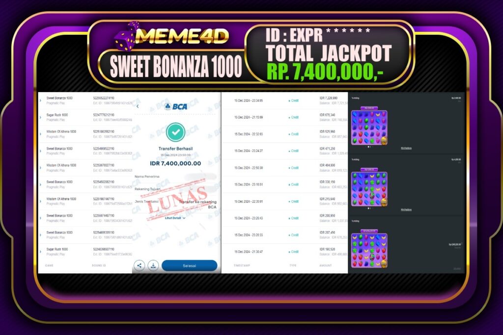 Bukti Jp MEME4D Slot Online 16 DESEMBER 2024
