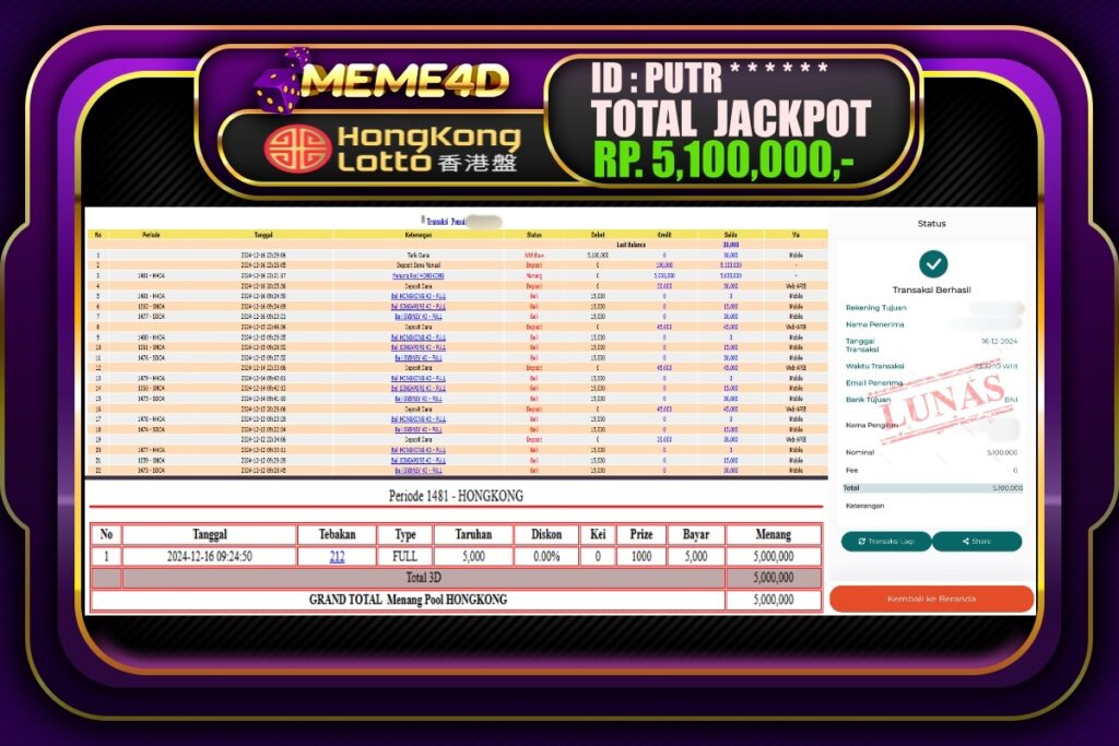 Bukti Jp MEME4D Togel Online 17 DESEMBER 2024
