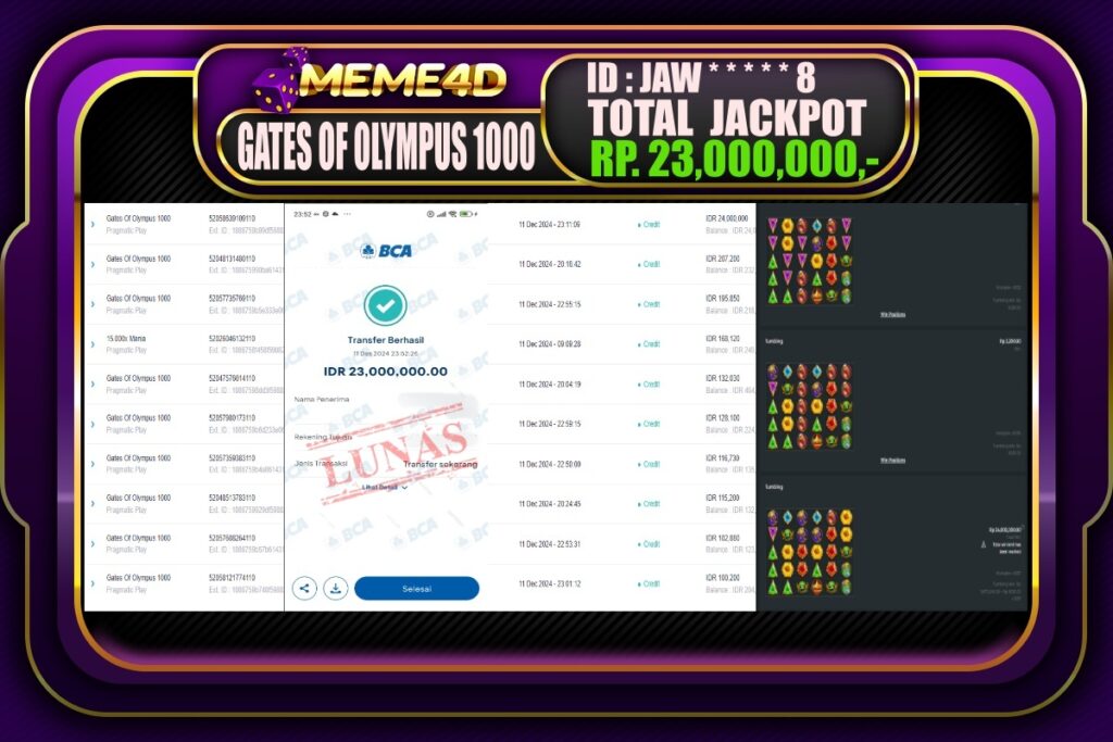 Bukti Jp MEME4D Slot Online 12 DESEMBER 2024