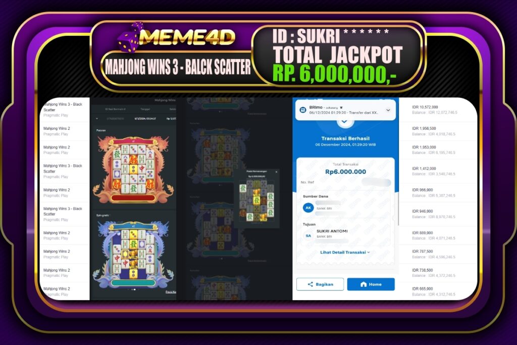 Bukti Jp MEME4D Slot Online 06 DECEMBER 2024