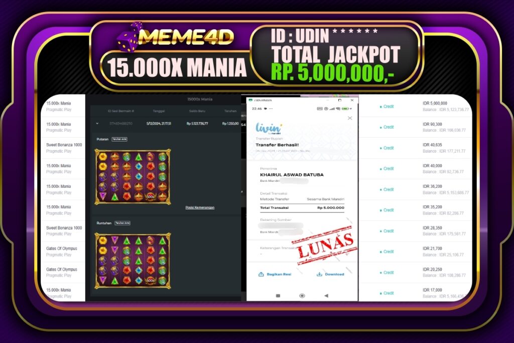 Bukti Jp MEME4D Slot Online 06 DECEMBER 2024