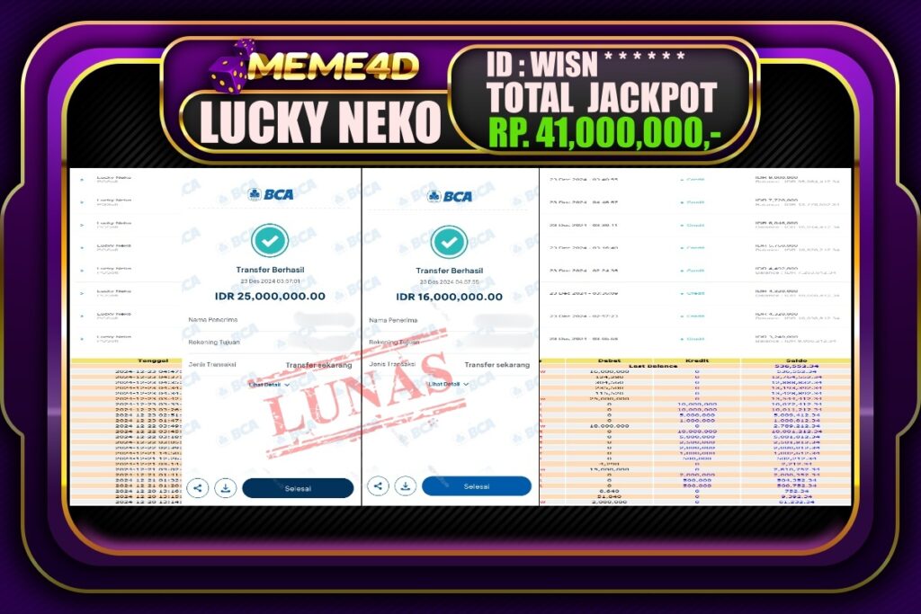 Bukti Jp MEME4D Slot Online 23 DESEMBER 2024