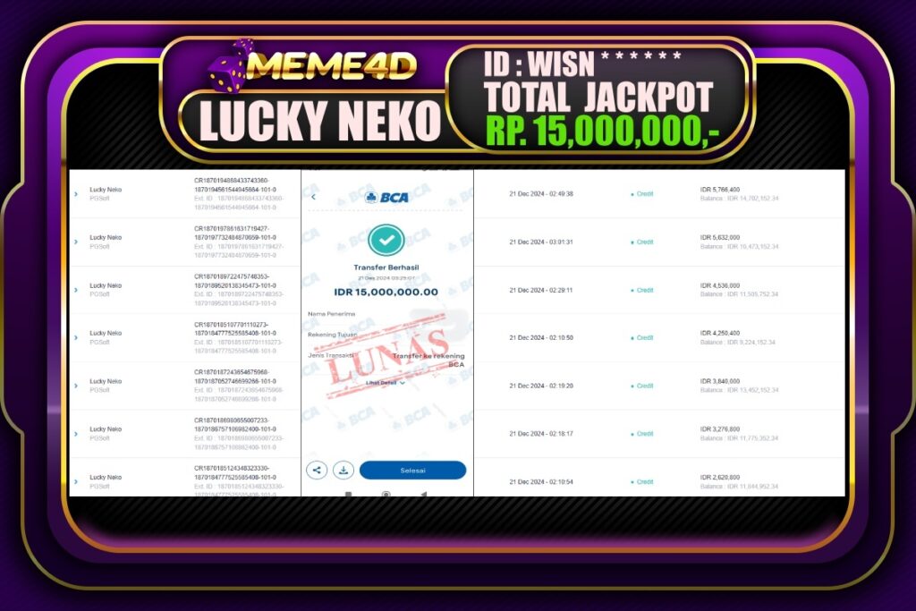 Bukti Jp MEME4D Slot Online 21 DESEMBER 2024