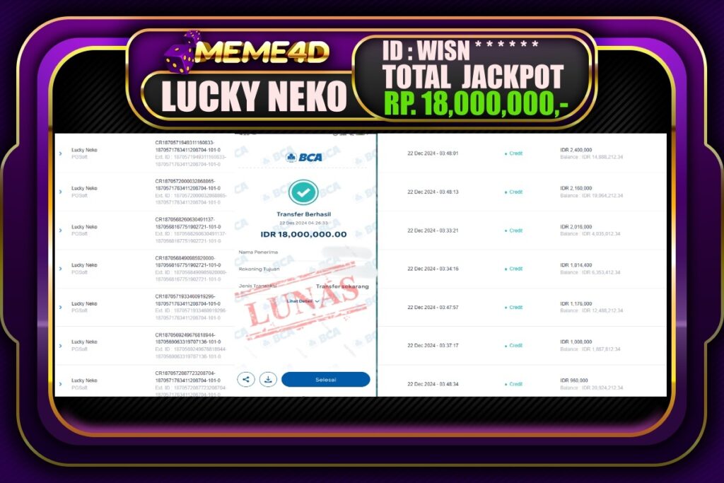 Bukti Jp MEME4D Slot Online 22 DESEMBER 2024