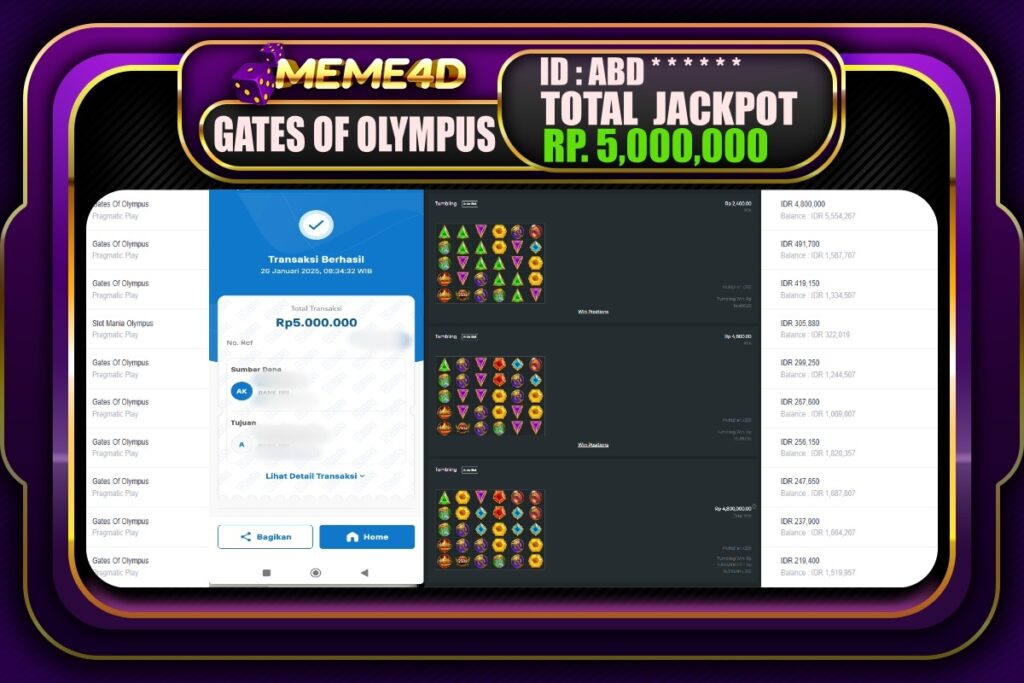 Bukti Jp MEME4D Slot Online 26 JANUARI 2025