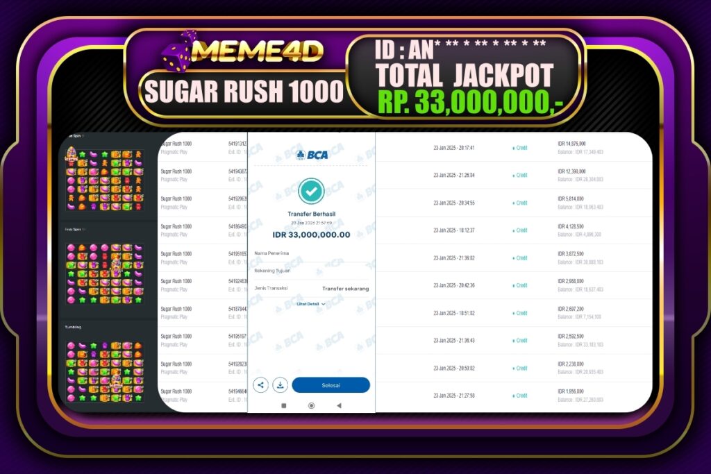 Bukti Jp MEME4D Slot Online 24 JANUARI 2025