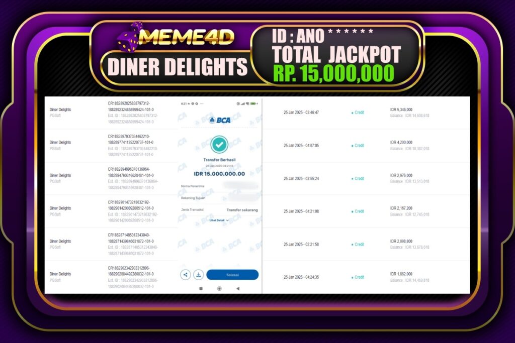 Bukti Jp MEME4D Slot Online 25 JANUARI 2025