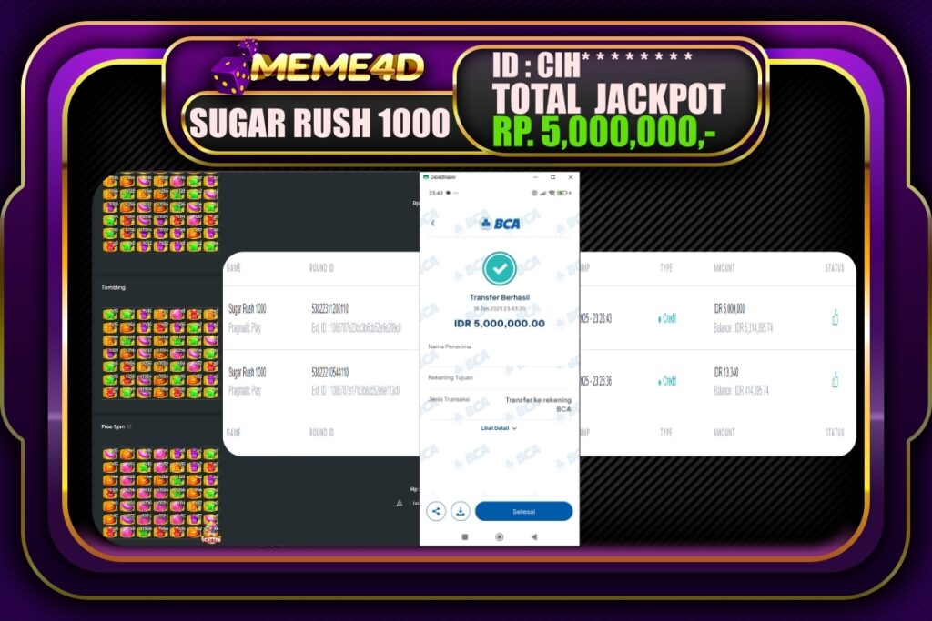 Bukti Jp MEME4D Slot Online 16 JANUARI 2025