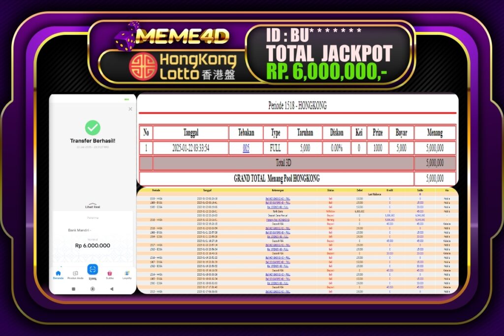 Bukti Jp MEME4D Togel Online 23 JANUARI 2025