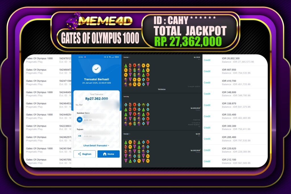 Bukti Jp MEME4D Slot Online 25 JANUARI 2025