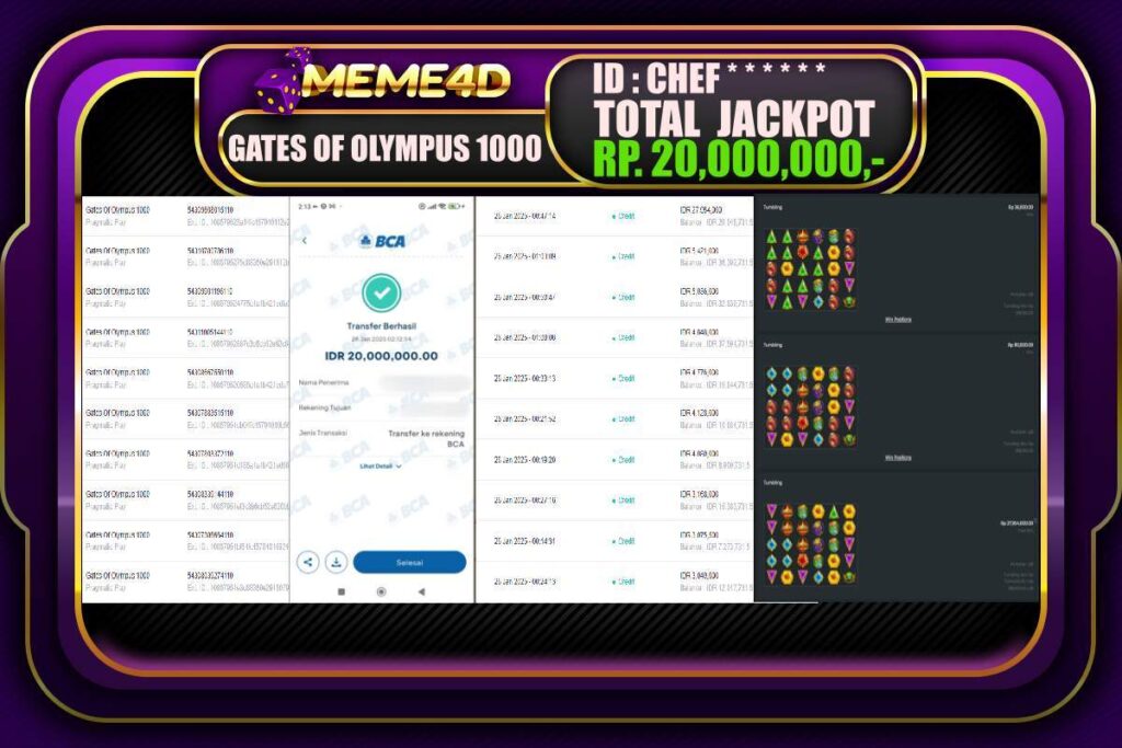 Bukti Jp MEME4D Slot Online 26 JANUARI 2025