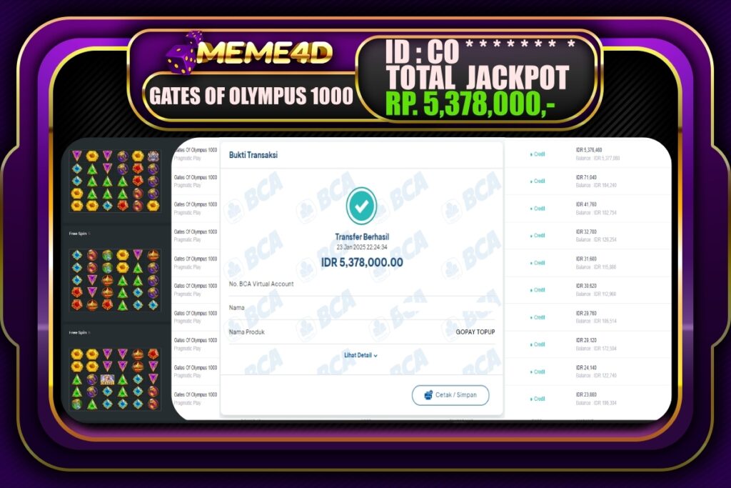 Bukti Jp MEME4D Slot Online 24 JANUARI 2025