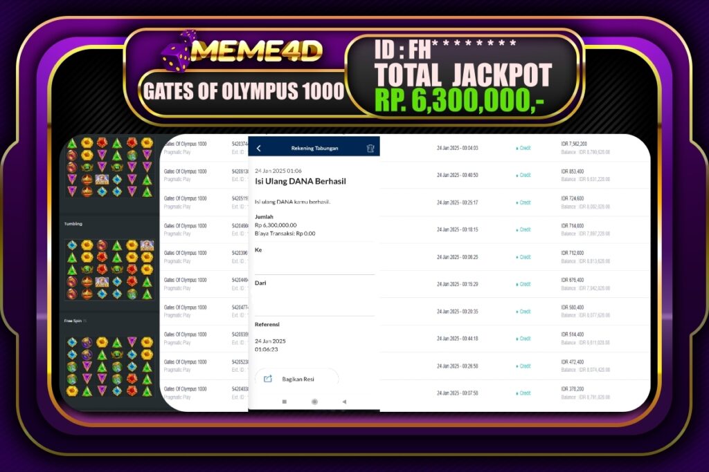 Bukti Jp MEME4D Slot Online 24 JANUARI 2025