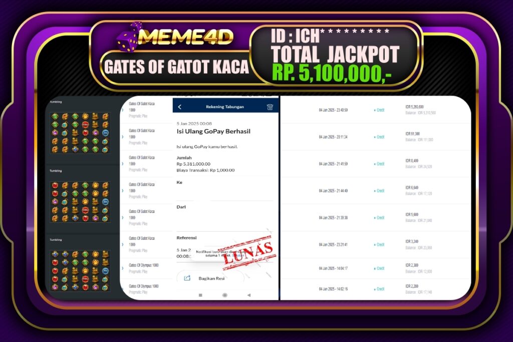 Bukti Jp MEME4D Slot Online 05 JANUARI 2025