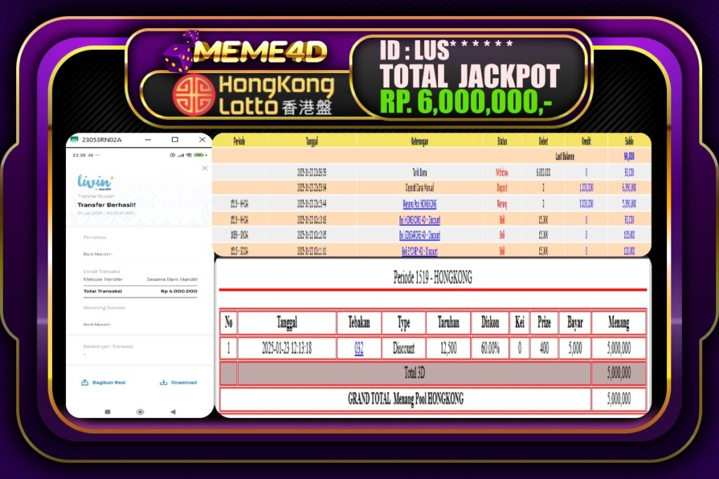 Bukti Jp MEME4D Togel Online 24 JANUARI 2025