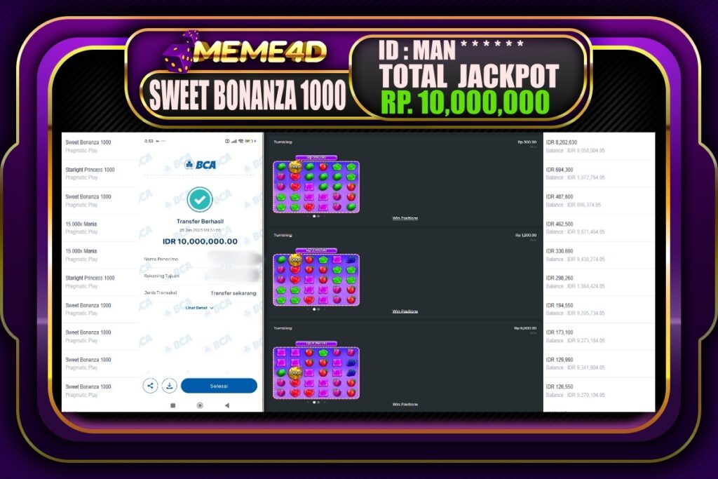 Bukti Jp MEME4D Slot Online 25 JANUARI 2025