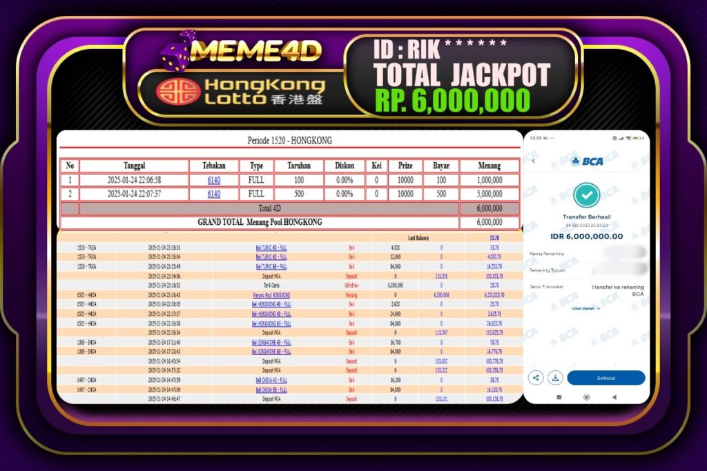 Bukti Jp MEME4D Togel Online 25 JANUARI 2025