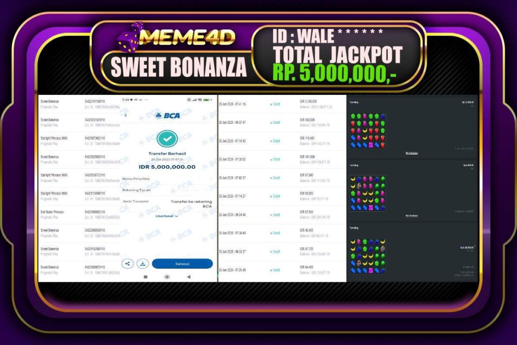 Bukti Jp MEME4D Slot Online 26 JANUARI 2025