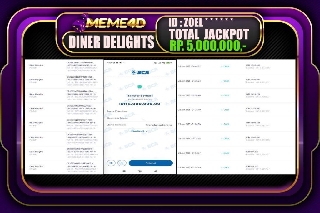 Bukti Jp MEME4D Slot Online 28 JANUARI 2025