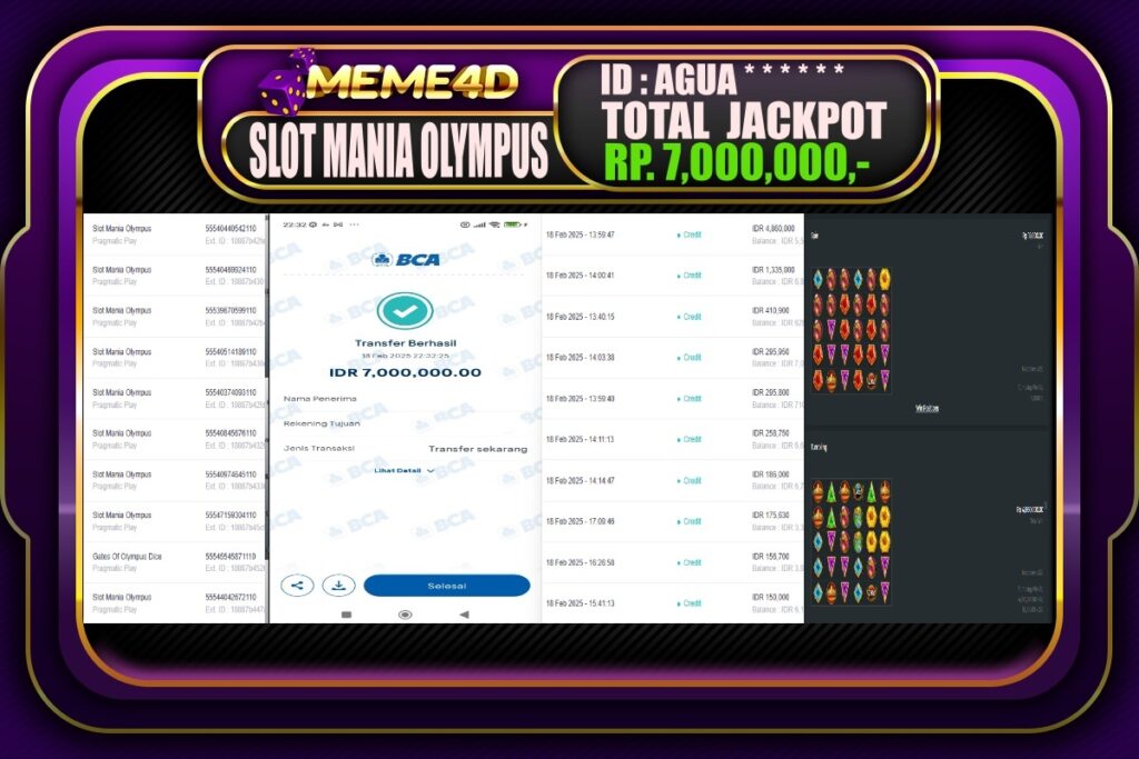 Bukti Jp MEME4D Slot Online 19 Februari 2025