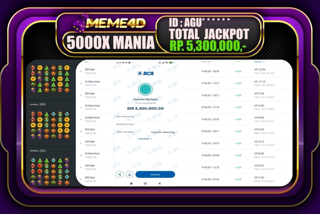 Bukti Jp MEME4D Slot Online 20 Februari 2025