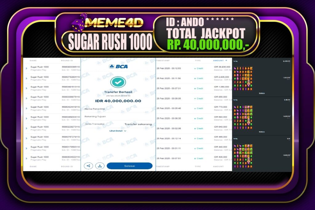 Bukti Jp MEME4D Slot Online 25 Februari 2025