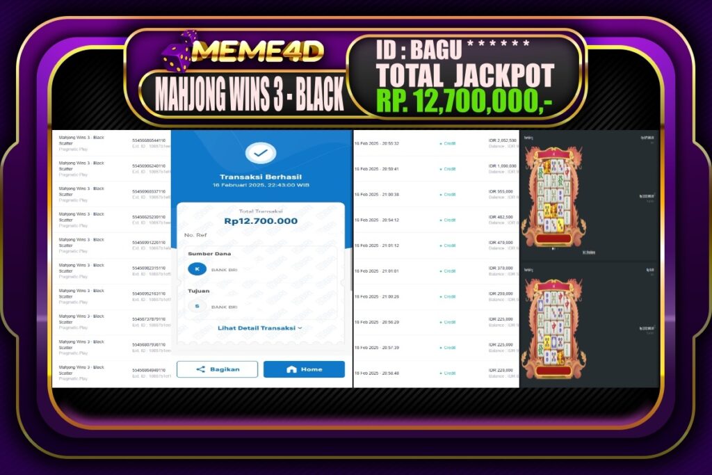 Bukti Jp MEME4D Slot Online 17 Februari 2025