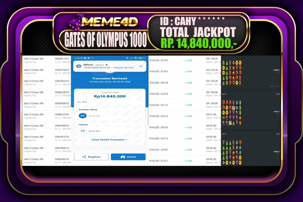 Bukti Jp MEME4D Slot Online 19 Februari 2025