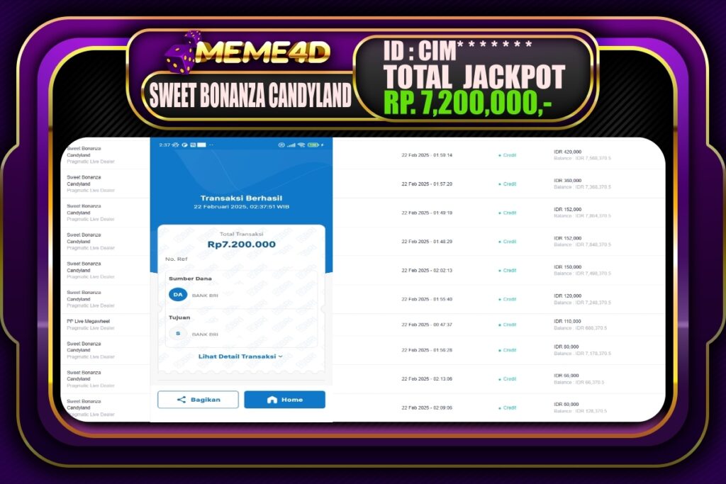 Bukti Jp MEME4D Slot Online 22 Februari 2025