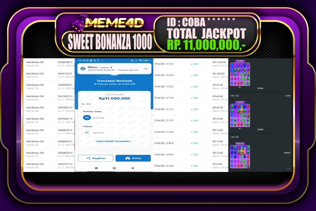 Bukti Jp MEME4D Slot Online 17 Februari 2025