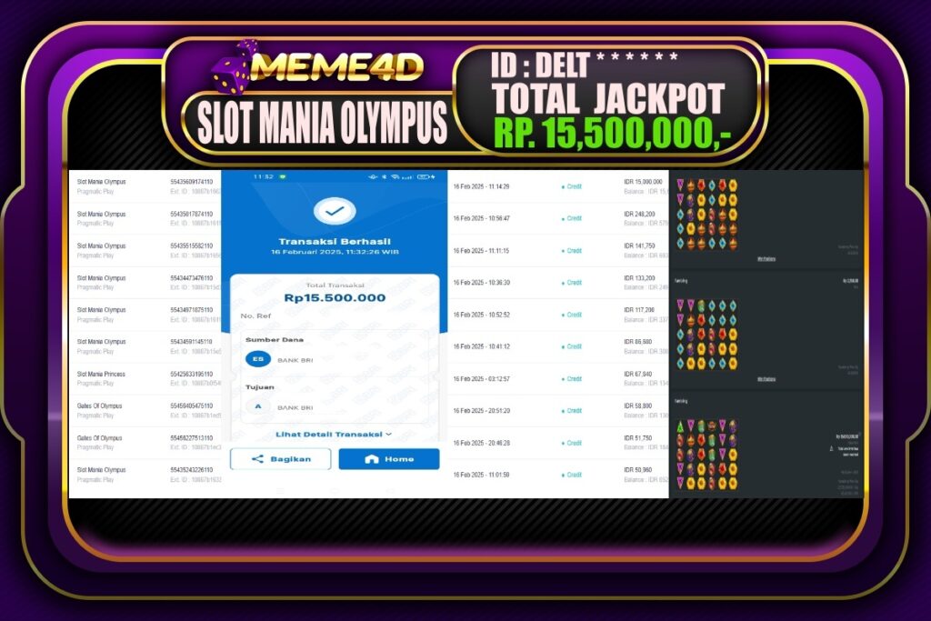 Bukti Jp MEME4D Slot Online 17 Februari 2025