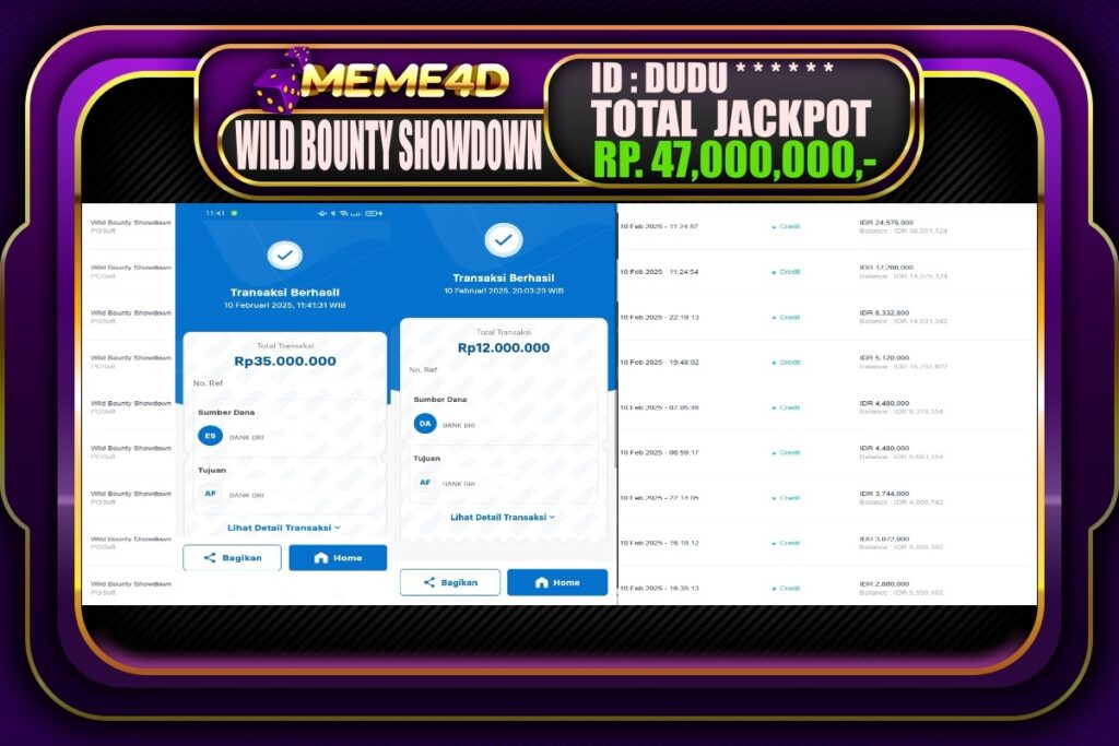 Bukti Jp MEME4D Slot Online 11 Februari 2025