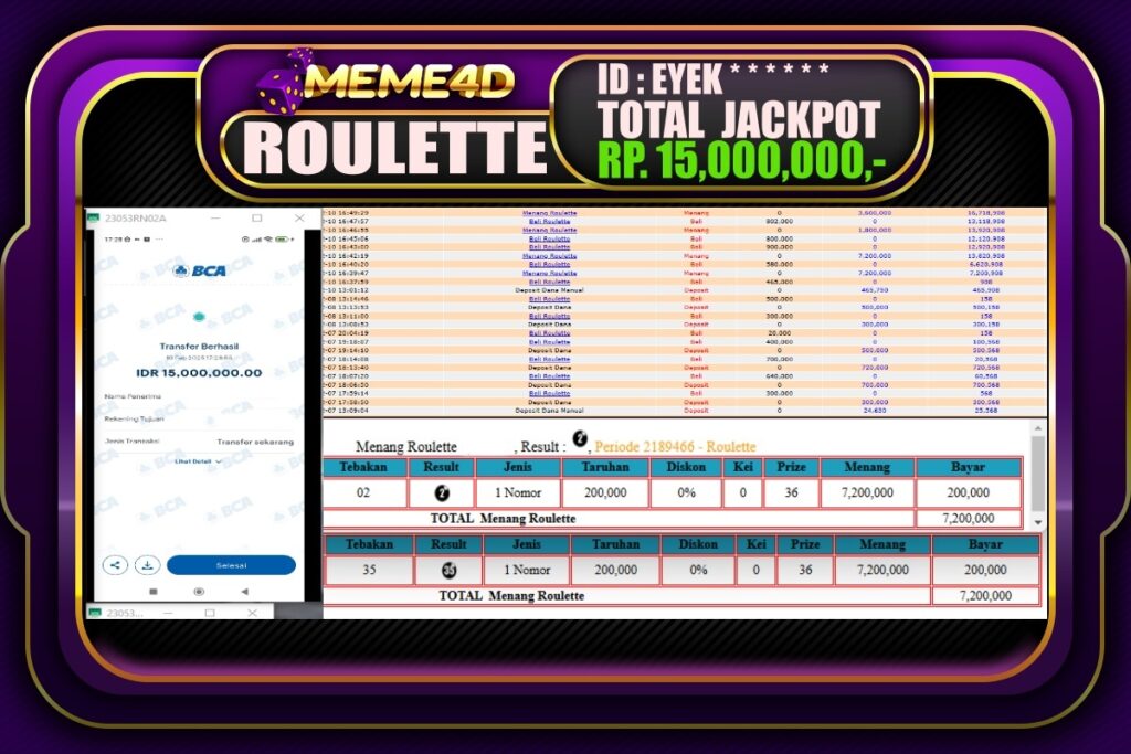 Bukti Jp MEME4D Casino Online 11 Februari 2025
