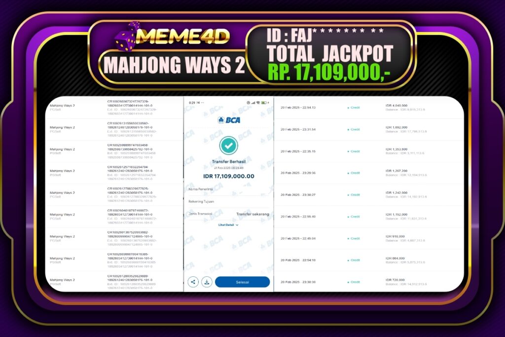 Bukti Jp MEME4D Slot Online 21 Februari 2025