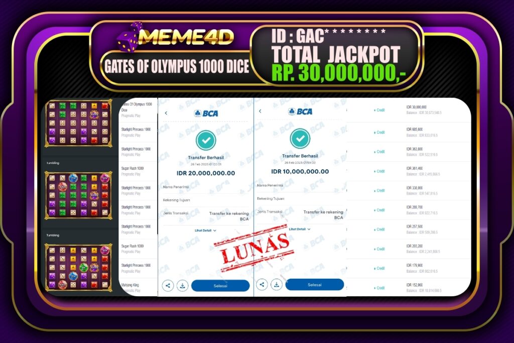 Bukti Jp MEME4D Slot Online 26 Februari 2025