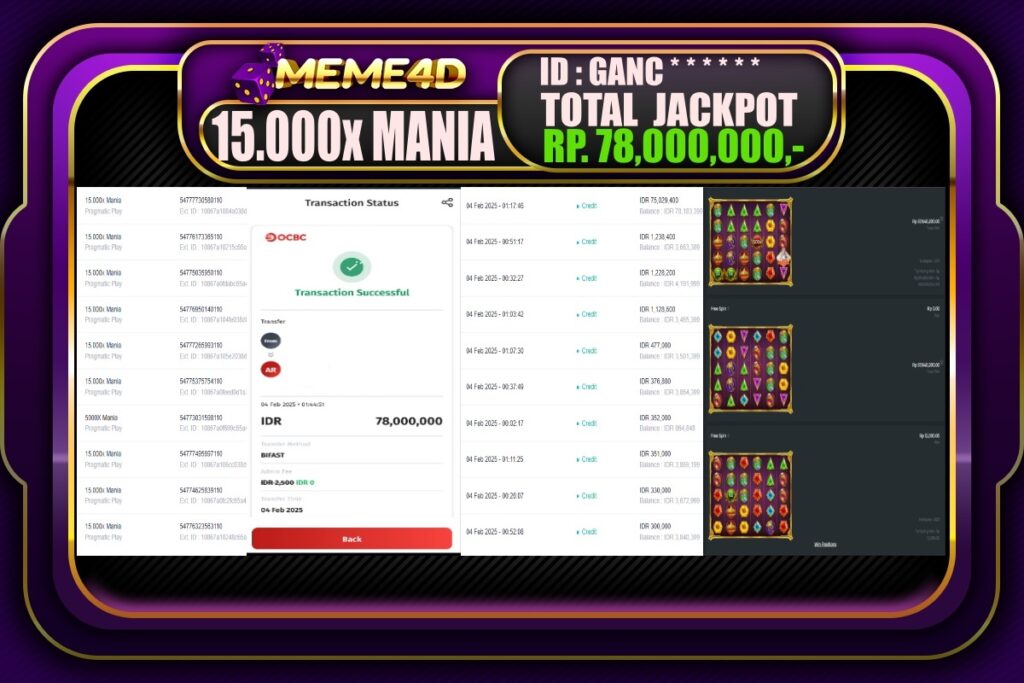 Bukti Jp MEME4D Slot Online 04 Februari 2025