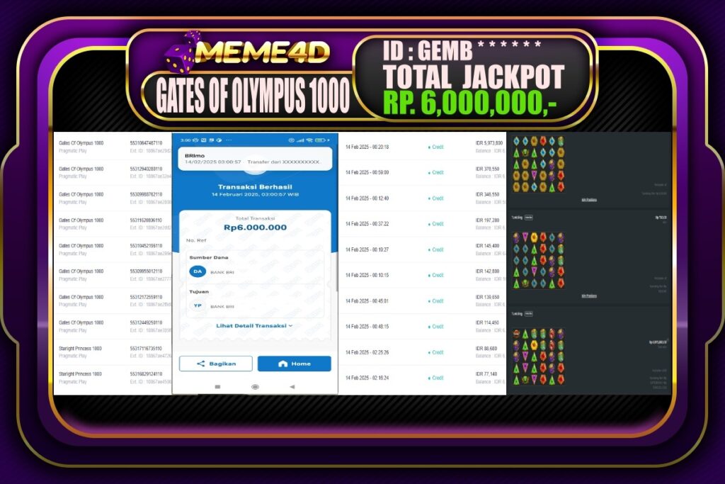 Bukti Jp MEME4D Slot Online 14 Februari 2025