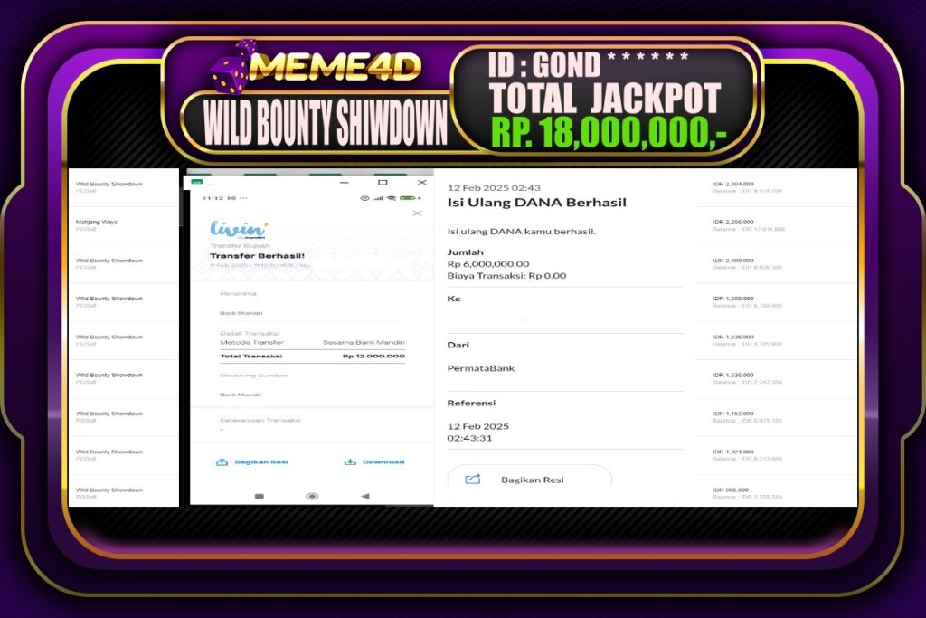 Bukti Jp MEME4D Slot Online 12 Februari 2025