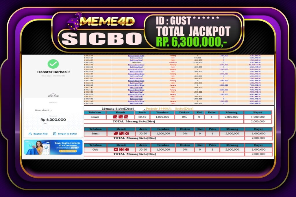 Bukti Jp MEME4D Casino Online 11 Februari 2025