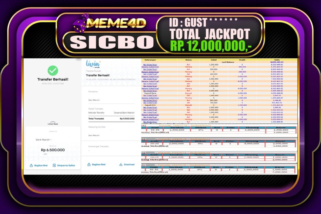 Bukti Jp MEME4D Casino Online 14 Februari 2025