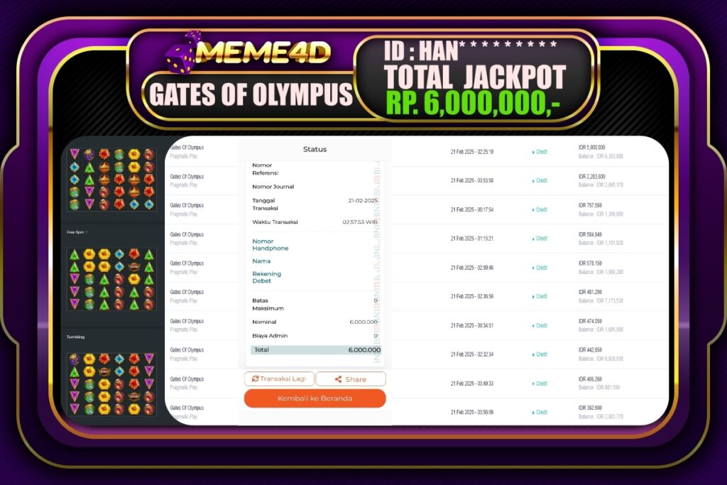 Bukti Jp MEME4D Slot Online 21 Februari 2025