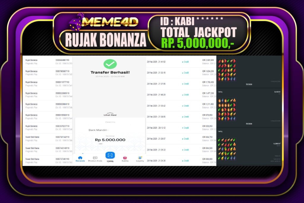 Bukti Jp MEME4D Slot Online 21 Februari 2025