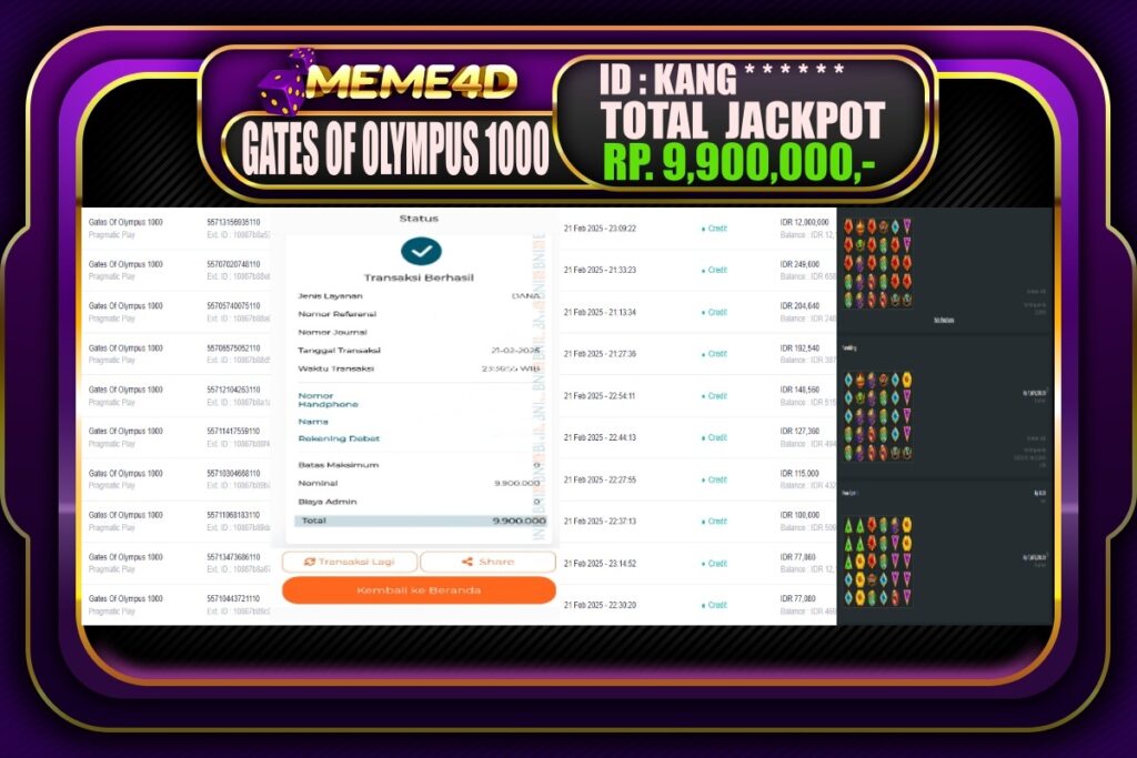 Bukti Jp MEME4D Slot Online 22 Februari 2025