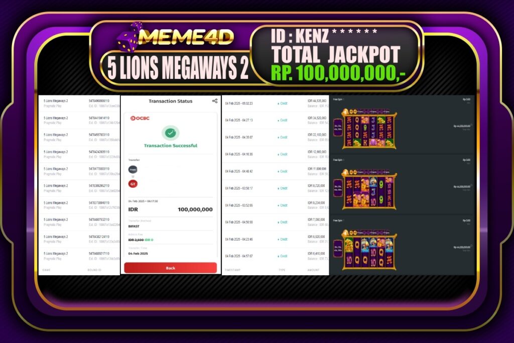 Bukti Jp MEME4D Slot Online 04 Februari 2025