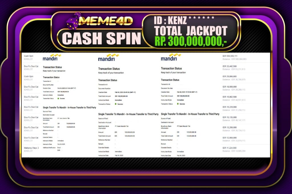 Bukti Jp MEME4D Slot Online 05 Februari 2025