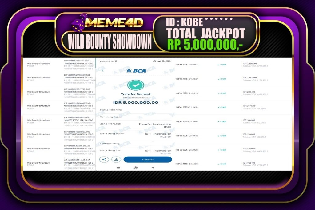 Bukti Jp MEME4D Slot Online 19 Februari 2025