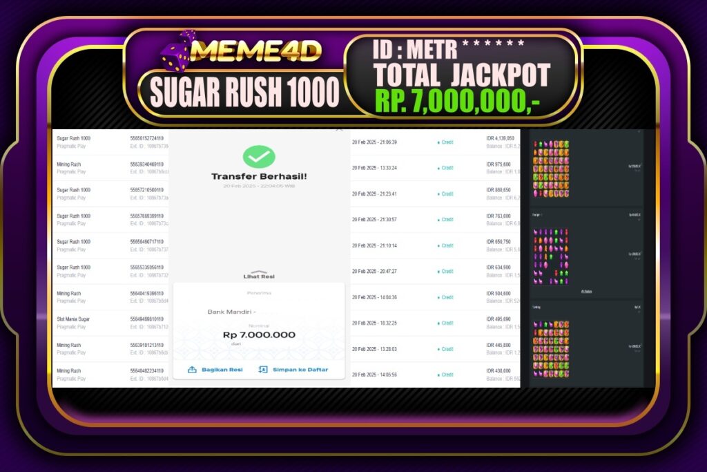 Bukti Jp MEME4D Slot Online 21 Februari 2025